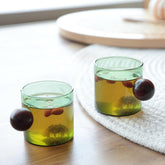 Kuber Industries 6 Pcs Borosilicate Glass Coffee Cups | Cup with Wooden Ball Handle | High Heat Resistant | Microwave and Dishwasher Safe | 120 ML | Pack of 3 | Green